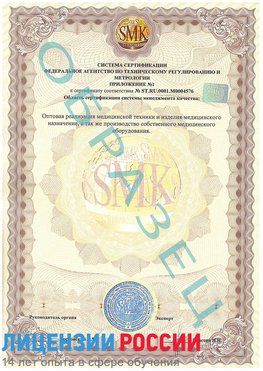 Образец сертификата соответствия (приложение) Куйбышев Сертификат ISO 13485